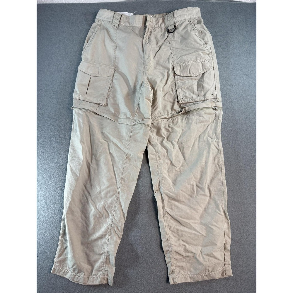 Columbia Pants Mens L Beige Convertible Cargo Elastic Waist Hiking Outdoor